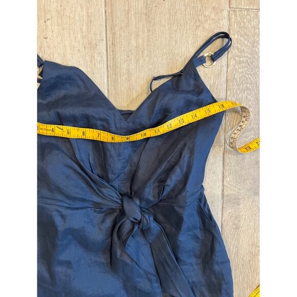 NWT REISS KAY TIE DETAIL NAVY  LINEN MIDI DRESS SIZE 2 - Picture 10 of 12